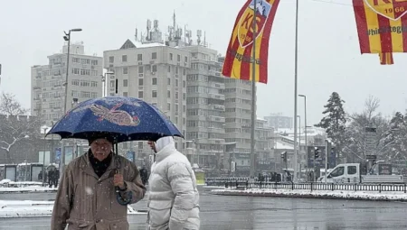 Kayseri’de kar yağışı devam ediyor, sıcaklık sıfırın altında