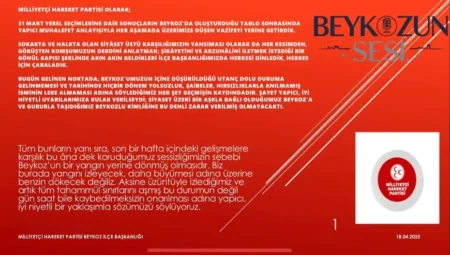 MHP BEYKOZ İLÇE BAŞKANI EMRE ÇÖMLEKÇİ: ‘Beykoz’un artık kaybedecek saati dahi kalmamıştır’